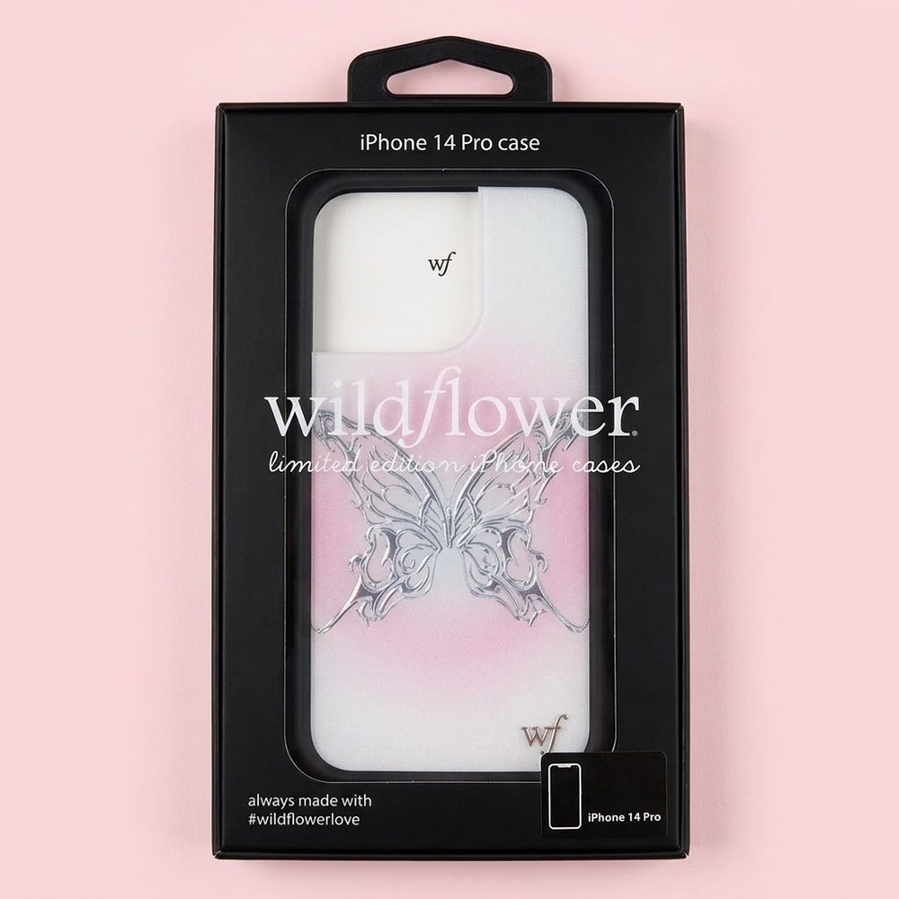 [BOGO] NWT Wildflower Silver Butterfly Aura iPhone 14 Pro Case